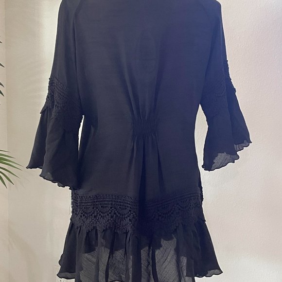 Black Boho Sheer top - Picture 2 of 4